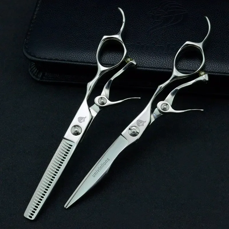 

6" 440C barber hair scissors hairdressing thinning haircut scisors japan hairdresser SUS razor gift hot shears salon hairstylist