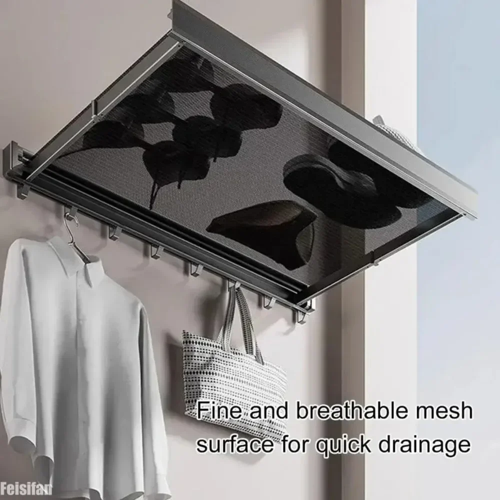 Bathroom Retractable Laundry Drying Rack Aluminum Space Saving Thicken Clothes Hanger Rack for Closet Laundry Room Home Supplies 2