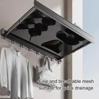 Bathroom Retractable Laundry Drying Rack Aluminum Space Saving Thicken Clothes Hanger Rack for Closet Laundry Room Home Supplies 2