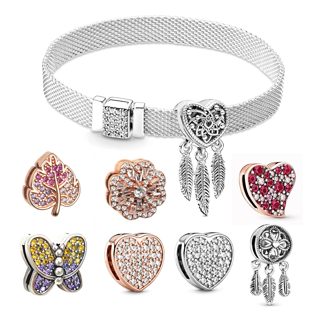 Pulsera Reflexions de compatible con Pandora Charms S925, cuentas de Clip de Color plateado, regalos DIY para mujeres|Pulseras de amuleto| - AliExpress