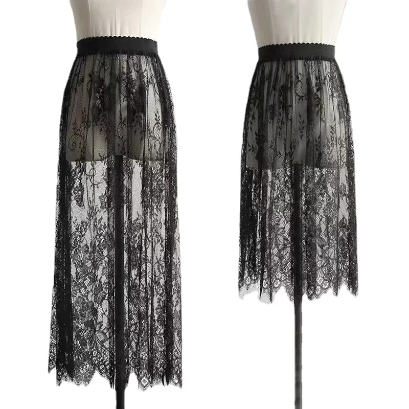PURE ALFRED SUNG BLACK LACE SKIRT - WAIST 34