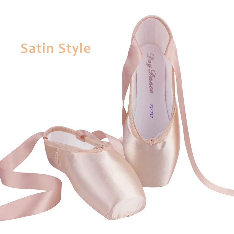 Ballet Shoes Women Child and Adult Pointe Professional with Ribbons Satin Canvas