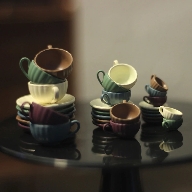 3pcsset112ScaleDollhouseMiniatureCeramicCoffeeCupSaucerSpoon