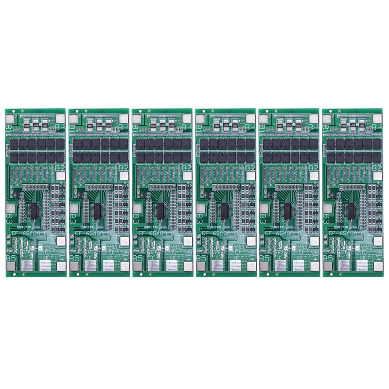 

6X 24V 6S 40A 18650 Li-Ion Lithium Battery Protect Board Solar Lighting Bms Pcb With Balance For Ebike Scooter