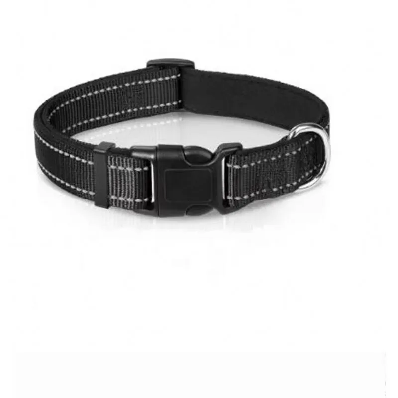 Reflective Adjustable Breathable Nylon Dog Collar with Soft Padding, Durable Design, and Bone Rope Accent