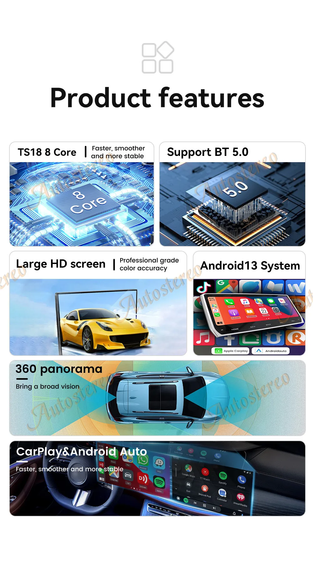 15 Inch Carplay For Toyota 4Runner 2009-2022 Android 13 Car GPS Navigation Multi