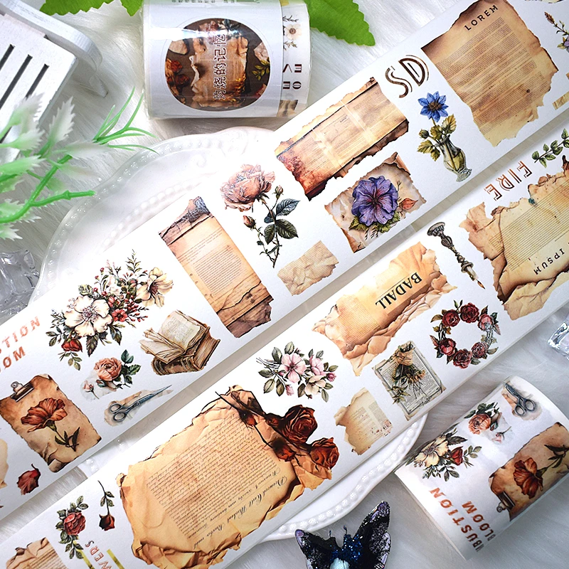 2m/롤 꽃 애완 동물 테이프 스티커 Scrapbooking 장식 콜라주 정크 저널링 일기 장식을위한 투명 DIY 마스킹 테이프