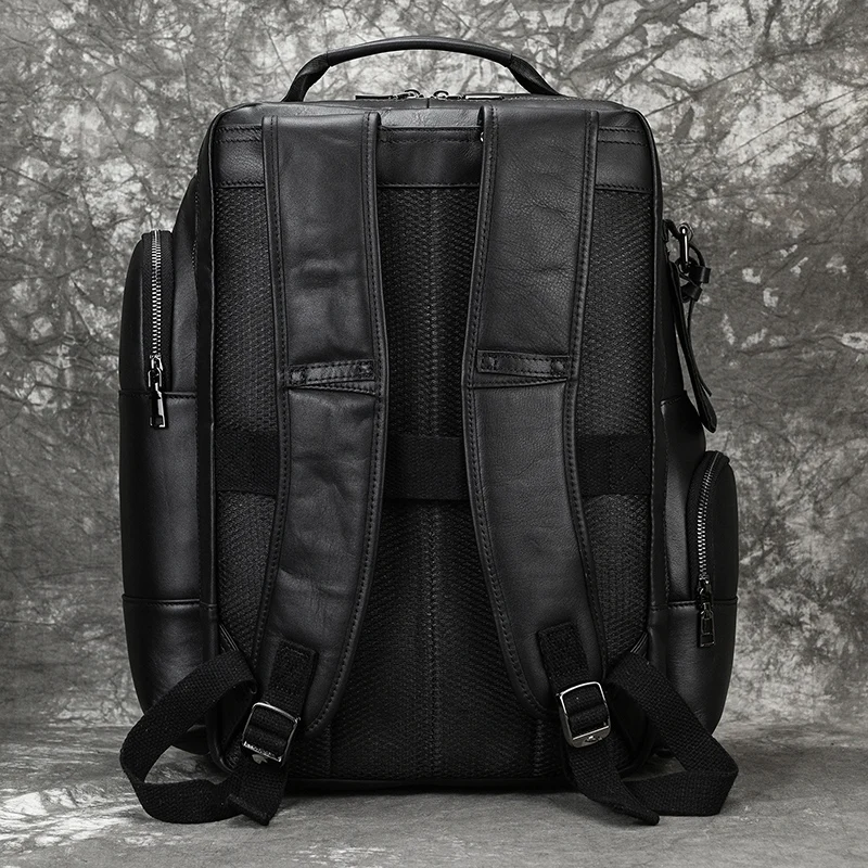 Cow Leather Backpacks Men Laptop Rucksack Shoulder Bag Mochilas Cowhide Genuine Leather Male Bag School Bag for Man Travel Bag 2