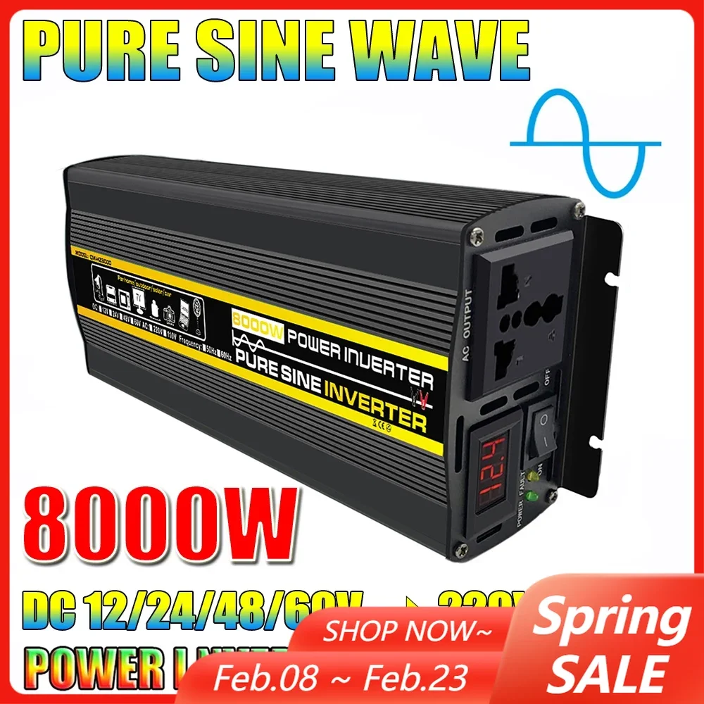 Pure Sine Waveอินเวอร์เตอร์8000/6000/4000/3000W 12/24/48/60Vถึง220V 110Vรถพลังงานแสงอาทิตย์อินเวอร์เตอร์แรงดันไฟฟ้าแปลงหม้อแปลงไฟฟ้า 1