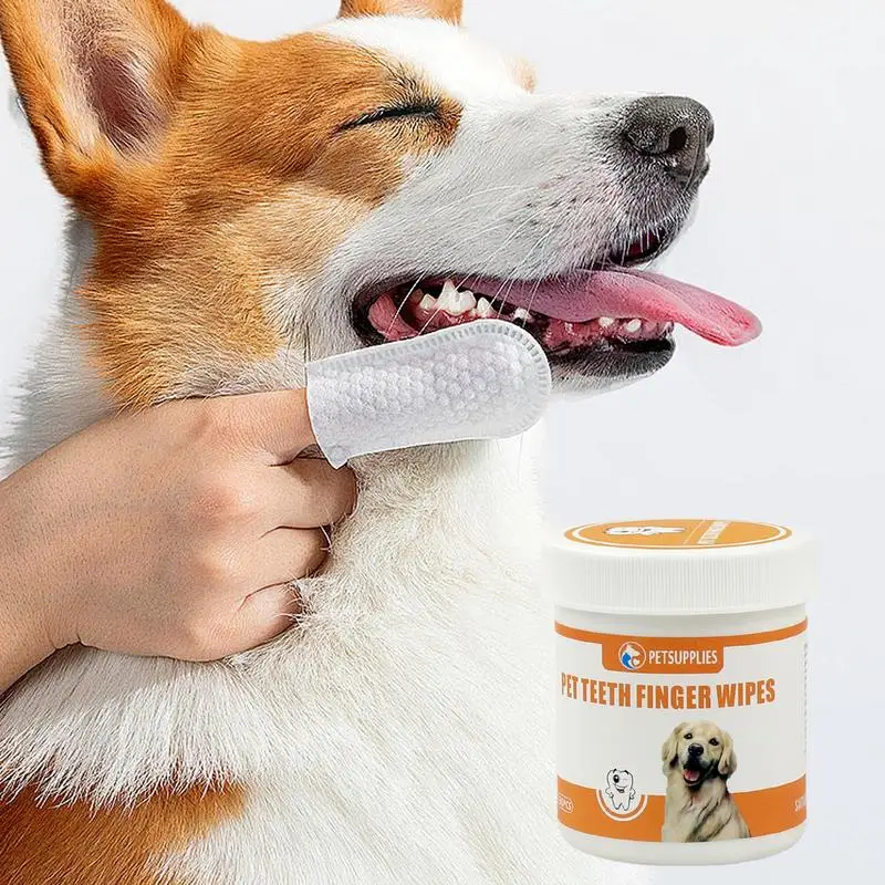 

50PCS Pet Cleaning Wipes Dog Teeth Cleaning Finger Wipes No-Rinse Dog Finger Toothbrush Pet Grooming Wipes For Cleaning Pets