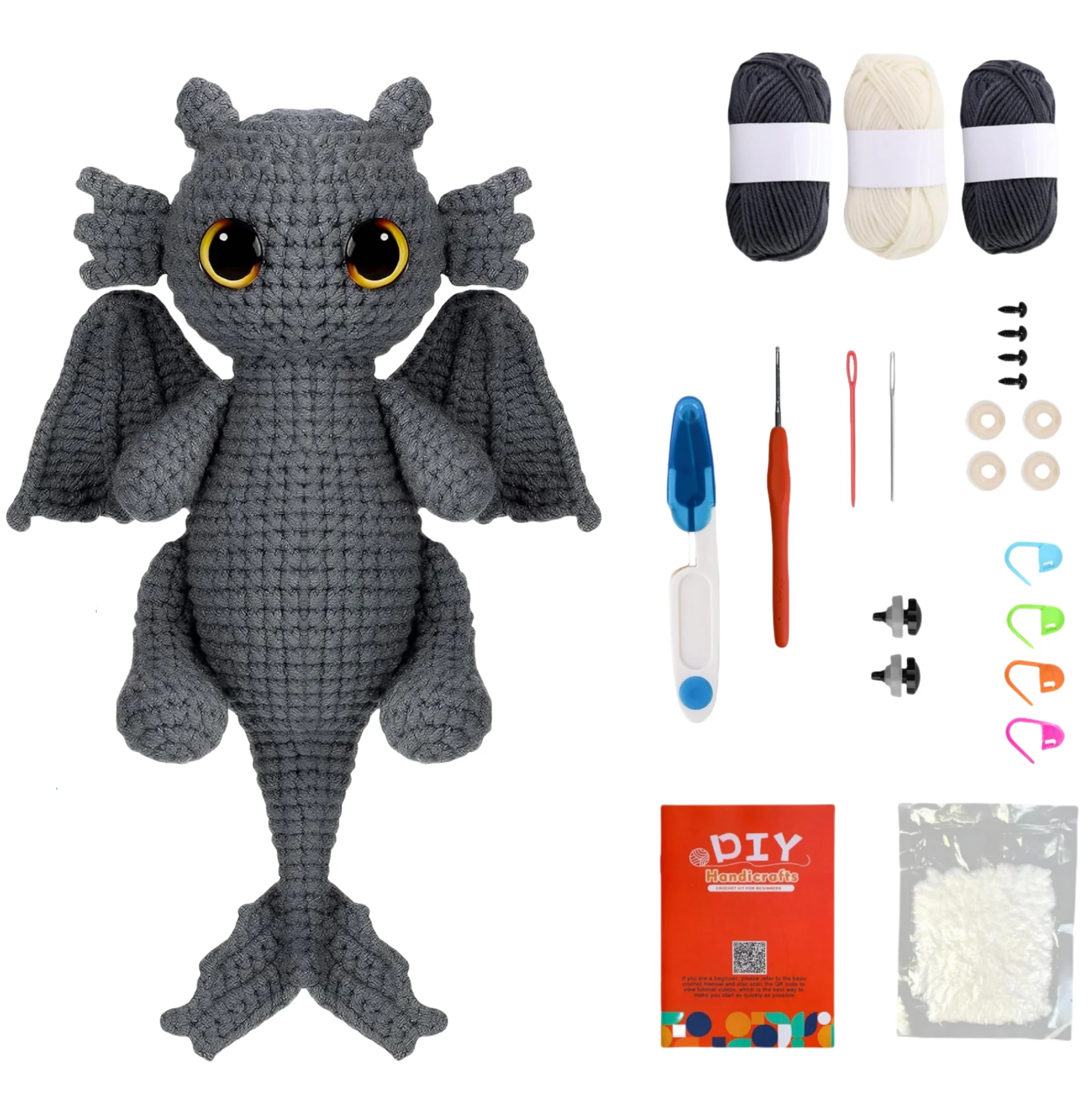 Crochet Kit for Beginners, Crocheting Dragon Kits with Step-by-Step Video Tutorials, Learn to Crochet Kits for Adults