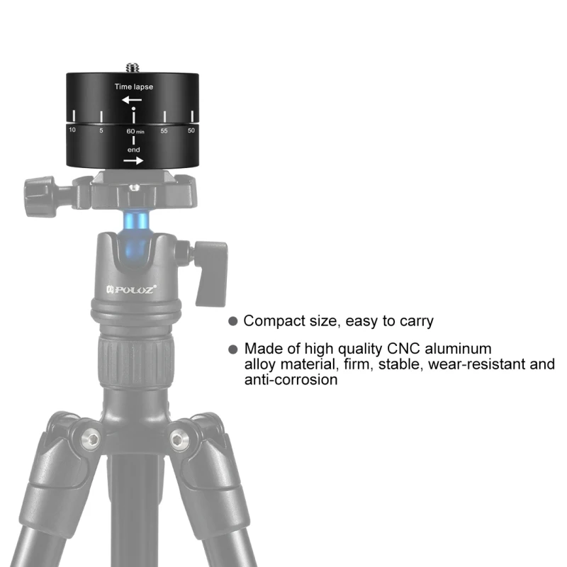 PULUZ 360-degree Rotation Panoramic Head 60 Minutes Automatic Time Lapse Tripod Ball Head For Action / DSLR Camera / Smartphones
