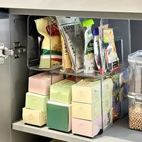 ชั้นวางพลาสติกห่ออาหาร 2/4 ชั้น, ที่จัดระเบียบลิ้นชักตู้ครัวสำหรับถุงและเครื่องเทศ ดีไซน์หลายชั้น, ชั้นวางอเนกประสงค์ 2