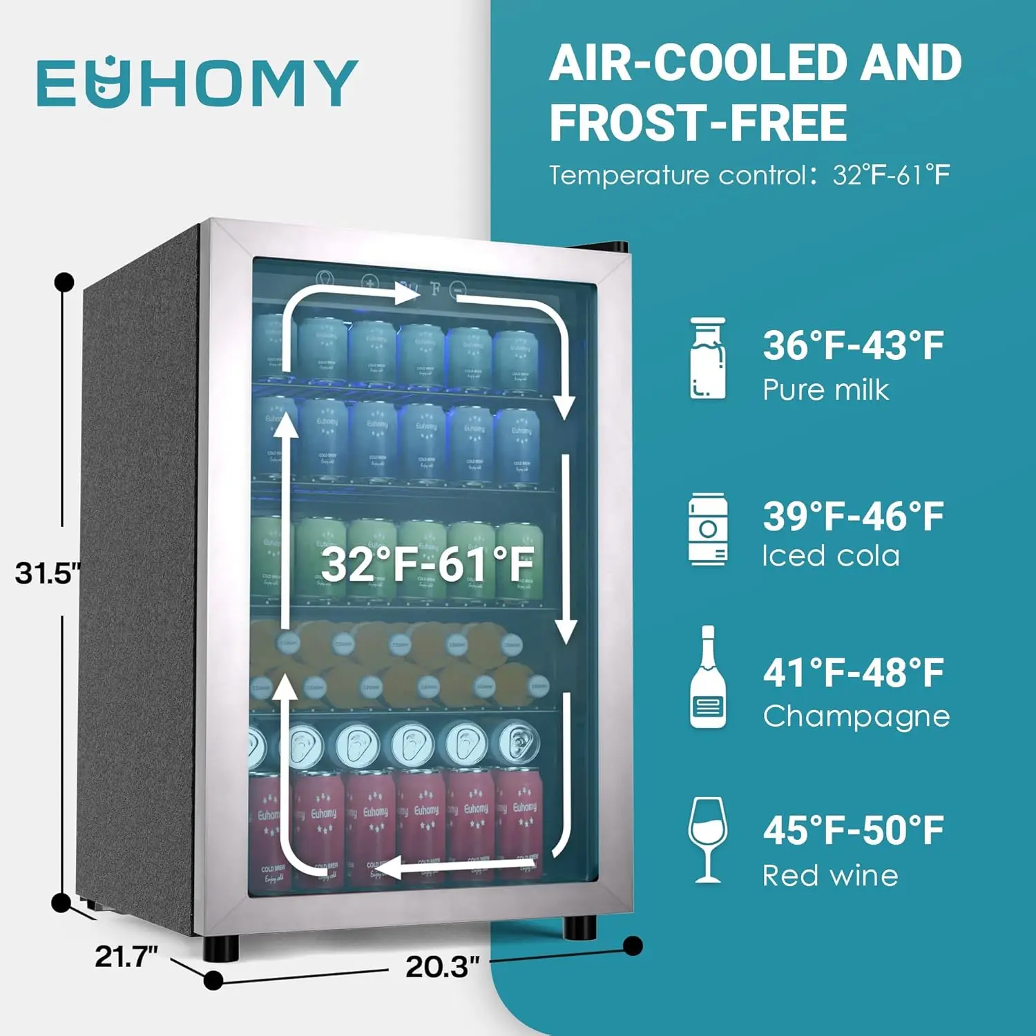 ft Beverage Refrigerator and Cooler, 145 Can Mini fridge with Glass Door for Soda Beer Wine, Small Drink Dispenser 3
