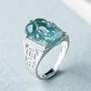 925 Silver Inlay Burmese Jade Adjustable Ring Emerald Pixiu Natural Green Original Accessories Women Jewelry Customized