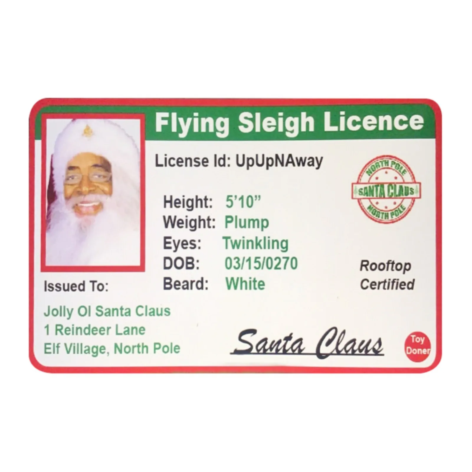 thumbnail image 1 of 1/2/3 piezas Tarjeta de licencia de vuelo de Papá Noel Licencia de conducir de Nochebuena Regalo de Navidad para niños Decoraciones navideñas, 1 of 5
