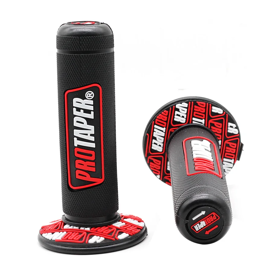 Lot De 2 Poignées De Guidon Moto En Caoutchouc Rayé Antidérapant - Pour Meilleure Prise Et Confort, Compatible 22 Mm