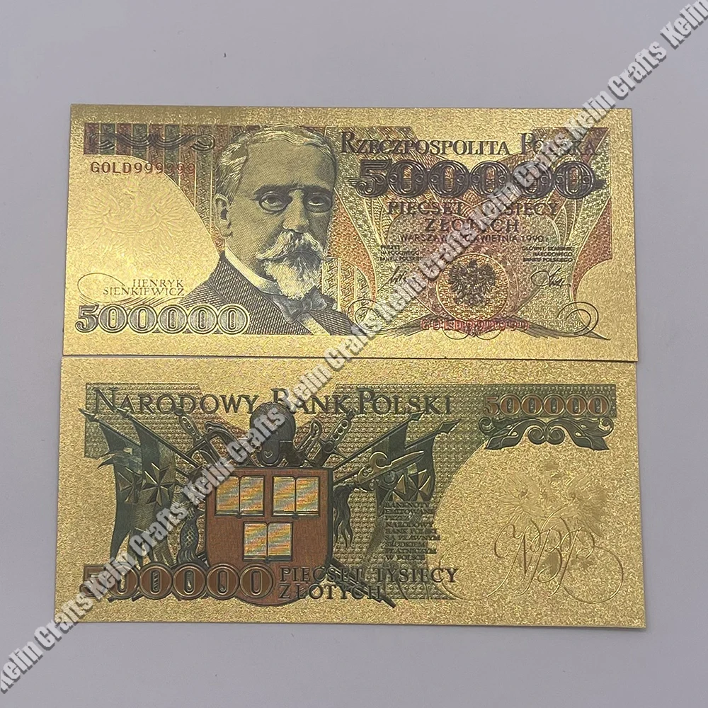 8 types Gold plated Poland Banknotes commemorative banknotes gold plated banknote 2000 5000 10000 20000 50000 100000 200000 500000 PLN dollar for Partriotism Collection