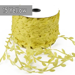 Silk Leaf - Shaped Green Ribbon Trim for DIY Decorations and Crafts (15 Yellow)
