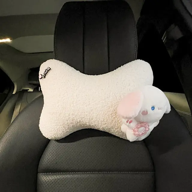 Auto,Appui-tête de voiture en forme de lapin mignon, coussin