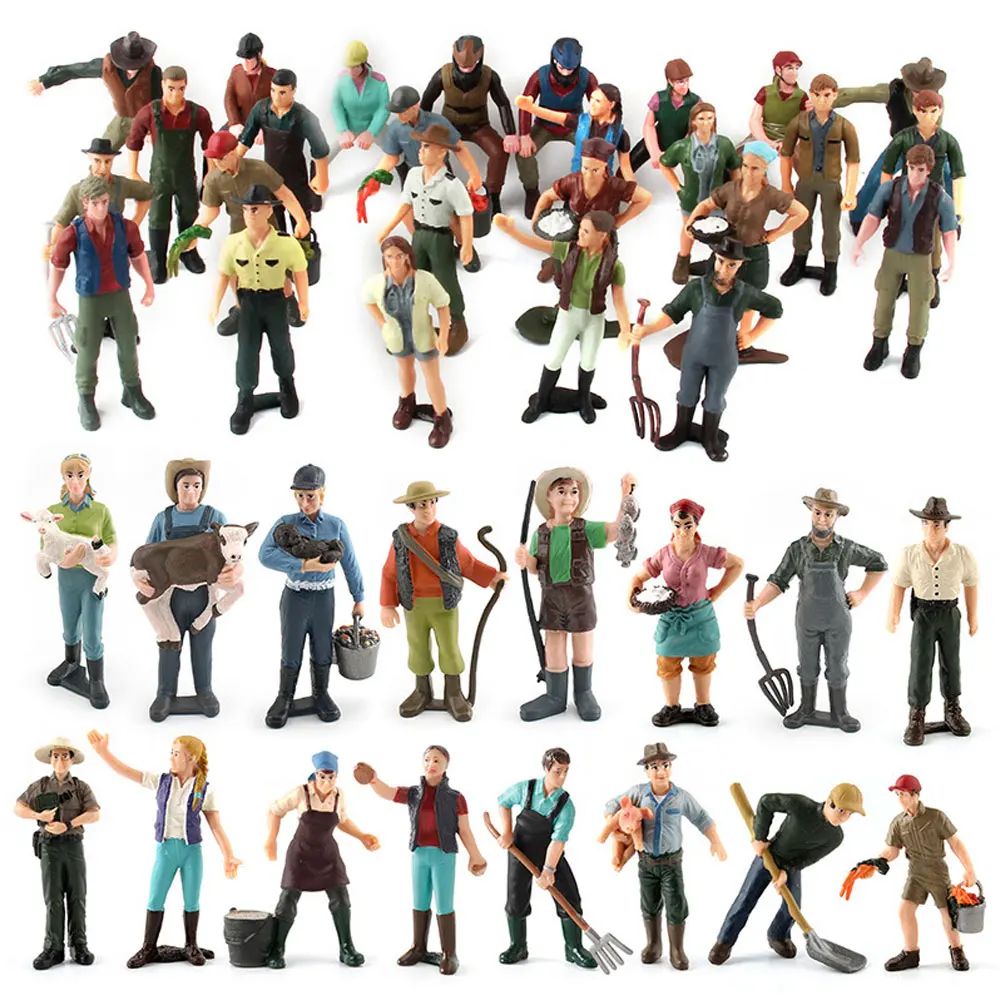 

Miniature Scene Character Model Set Static Farmer Worker PVC Figurine Ornament Mini People Figure Child Toys HG116