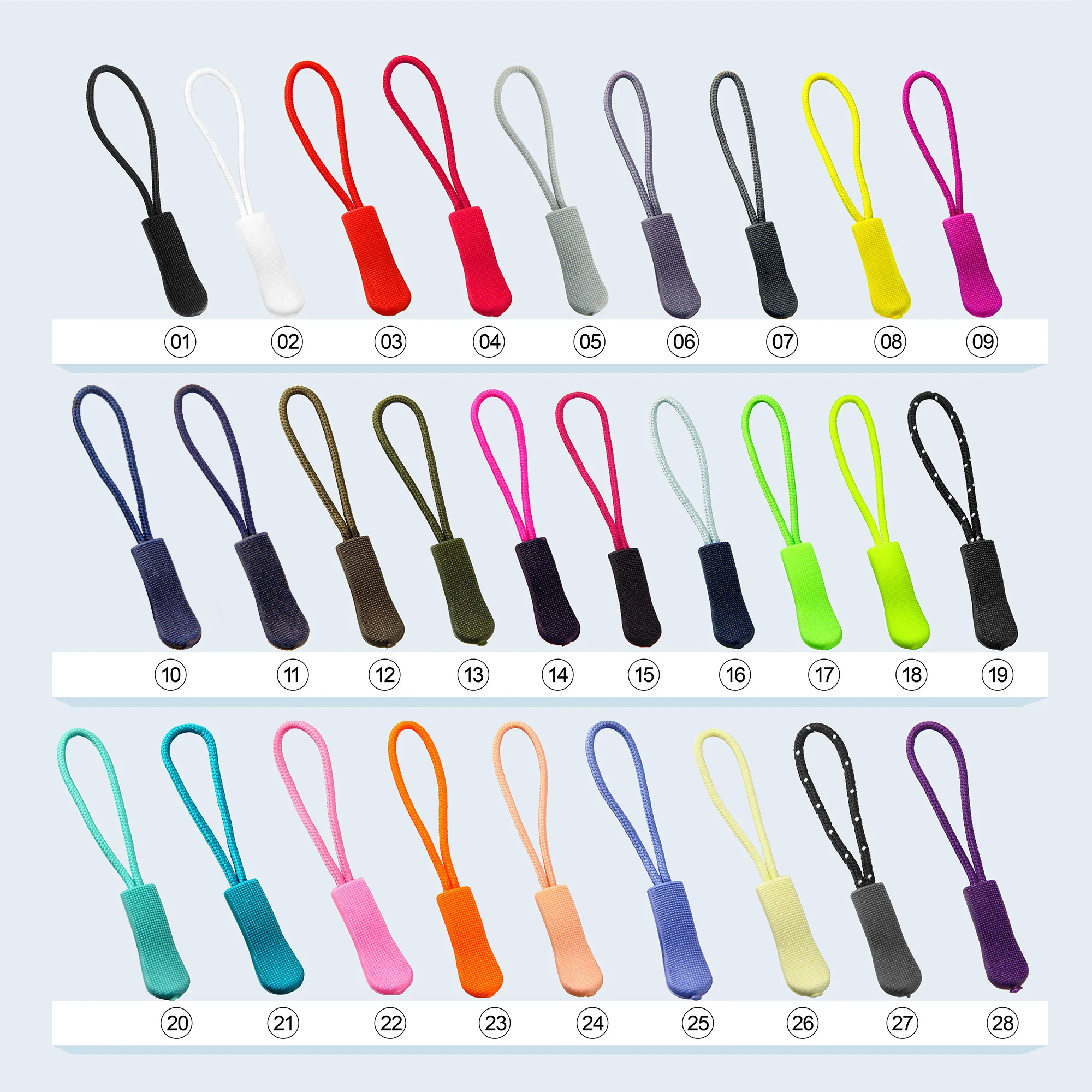 20pcs/lot PU zipper slider suitcase zipper puller Colorful Decorative Zipper Pull Cords for bags garment accessory
