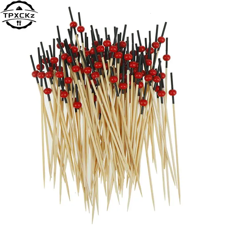Bamboo Food Picks Cupcake Fruit Fork Party Cake Dessert Salad Vegetable Sticks Cocktail Toothpick Skewer 100pcs