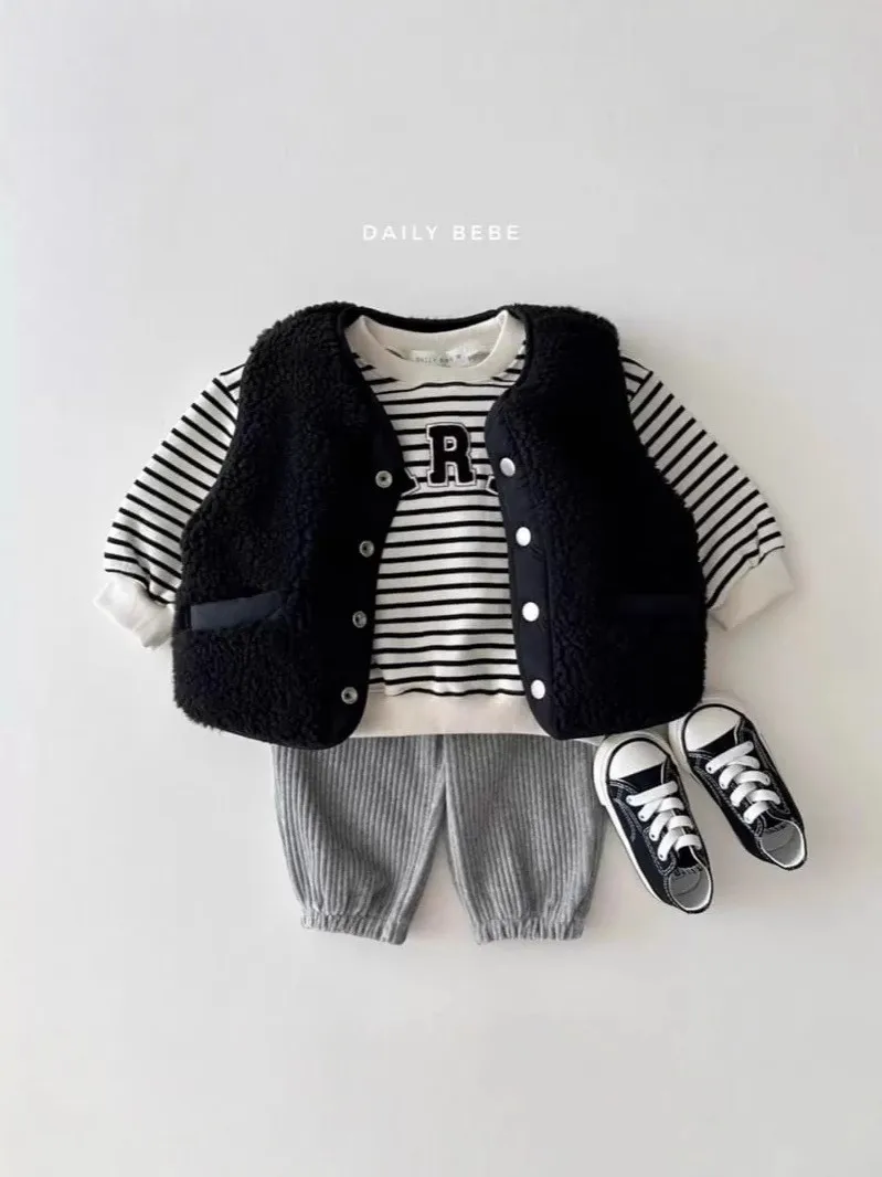 Outwear Clothes Autumn Winter Boys and Girls Color Coat Sleeveless Print Jacket Hooded Vest Cartoon Solid Kids Warm Vest