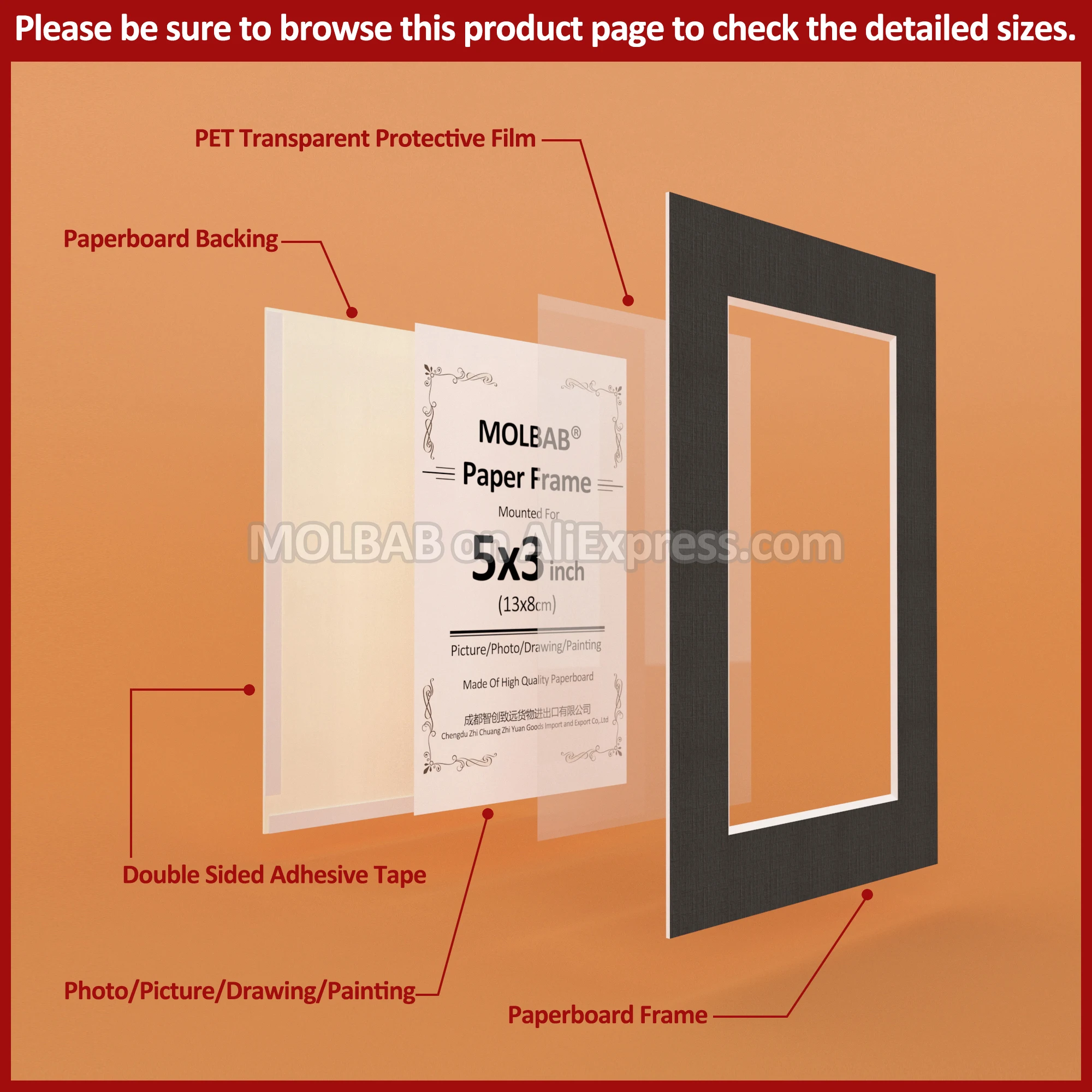 Rectangle Paperboard Picture Frame 5/6/7/8/10 Inch Mat Board Wall Mounted For Photo D&eacute;cor DIY Paper Crafts 8PCS/Lot