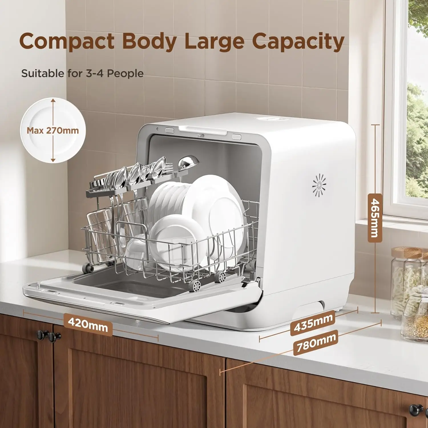 COMFEE' Table Top Dishwasher 7+3 Programs Mini Tabletop