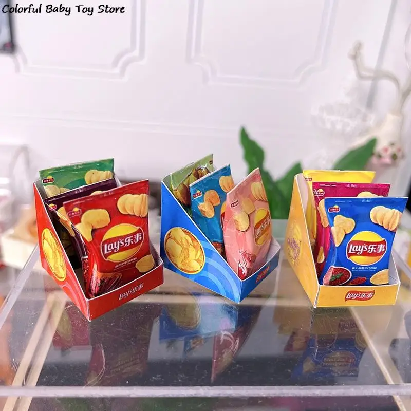 

1Set 1:12 Dollhouse Miniature Potato Chips Snack Model W/Back Box House Kitchen Food Living Scene Decor Toy