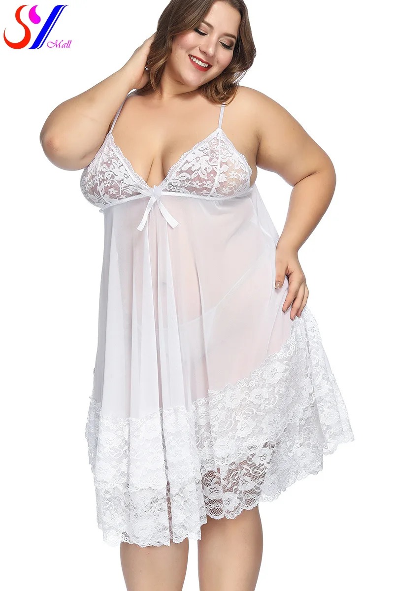 SY Large Size Women Nightdress Sexy Lingerie Sexy Nightwears Nightdress Pajamas Dresses For Women 5XL 6XL 7XL