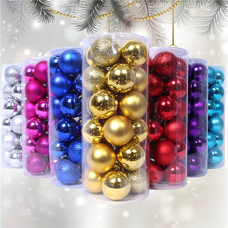 24/12pcs Christmas Balls Christmas Tree Hanging Ornaments Home Party Decor New Year 2024 Gift Noel Navidad