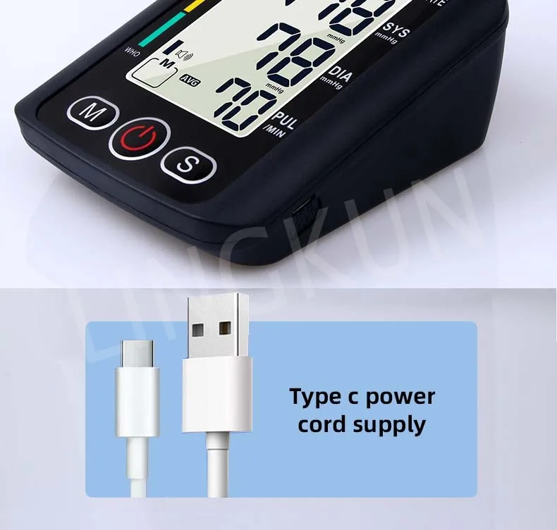 Big Screen Broadcast English Voice Tonometer New LED Black Blood Pressure Monitor BP Monitors Arm Tensiometers Heart Rate Meter 6