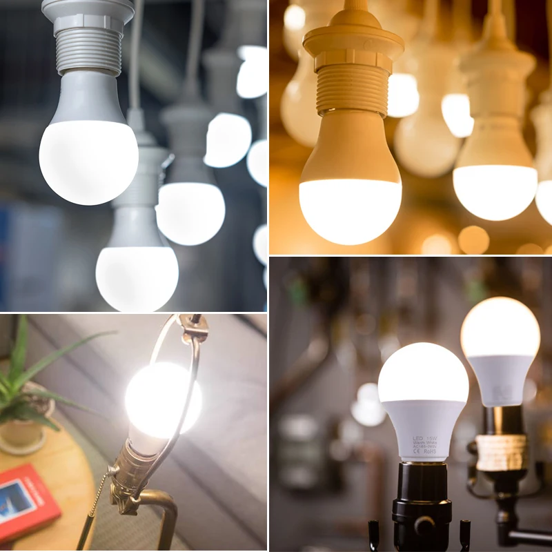 LED Bulb Lamps E27 AC220V 240V Real Power 18W 15W 12W 9W 6W 3W Lampada Spotlight Table lamp Light 10pcs