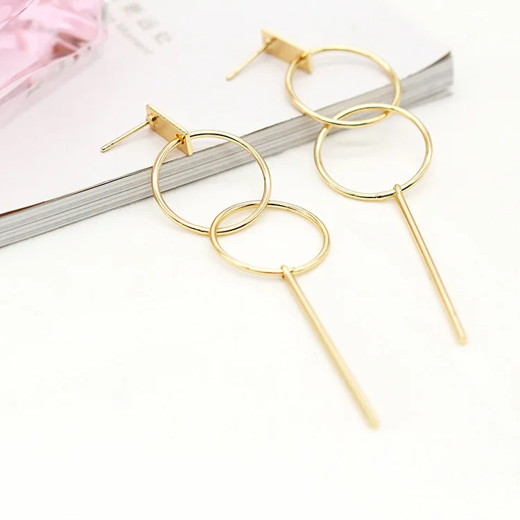 2pcs 86mm 14k Gold Color Brass Round Stud Earrings Diy High Quality