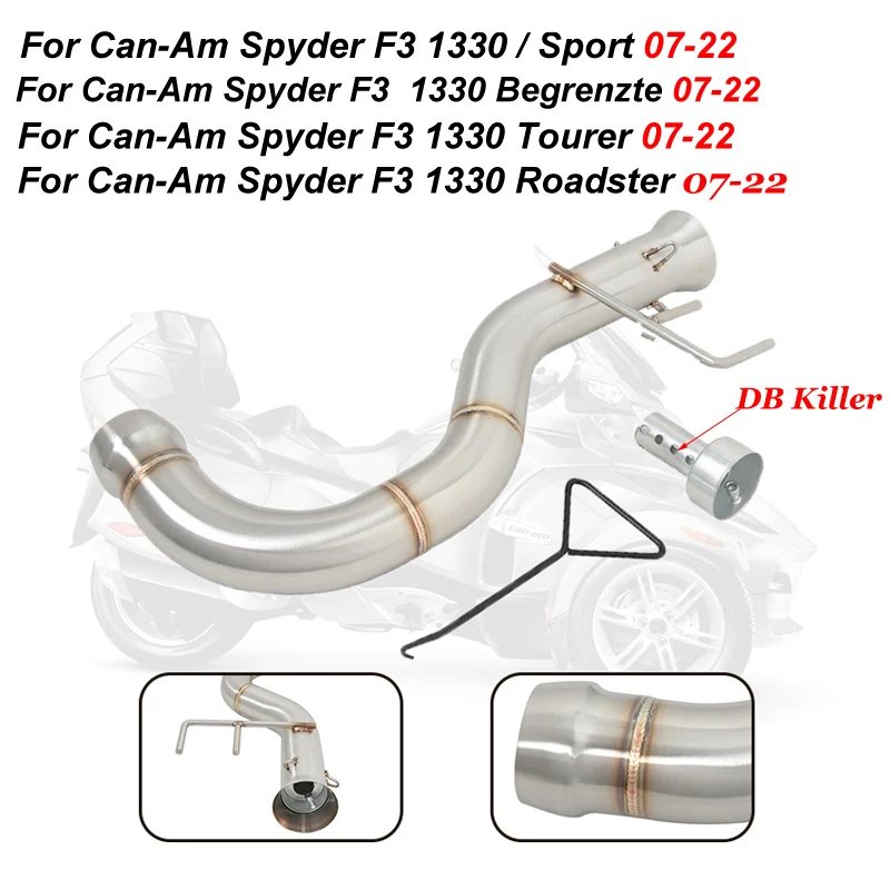 

Motorcycle Exhaust Modifide Middle Link Pipe Slip On For Can-Am Spyder F3 1330 Sport Begrenzte Tourer Roadster 2007 - 2022 Years