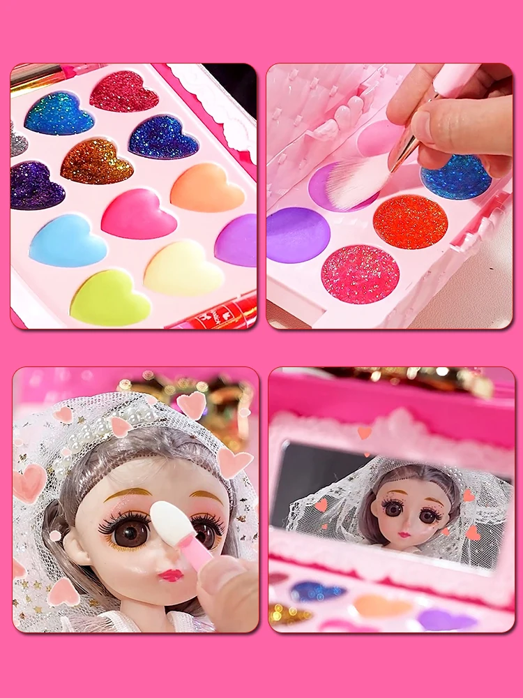 Makeup Toy Cosmetics Set Girls Makeup Kit Baby Cosmetics Bag Nail Polish Lipstick Non-toxic Games Pretend Play 6 Years Fashion Beauty Children Toy