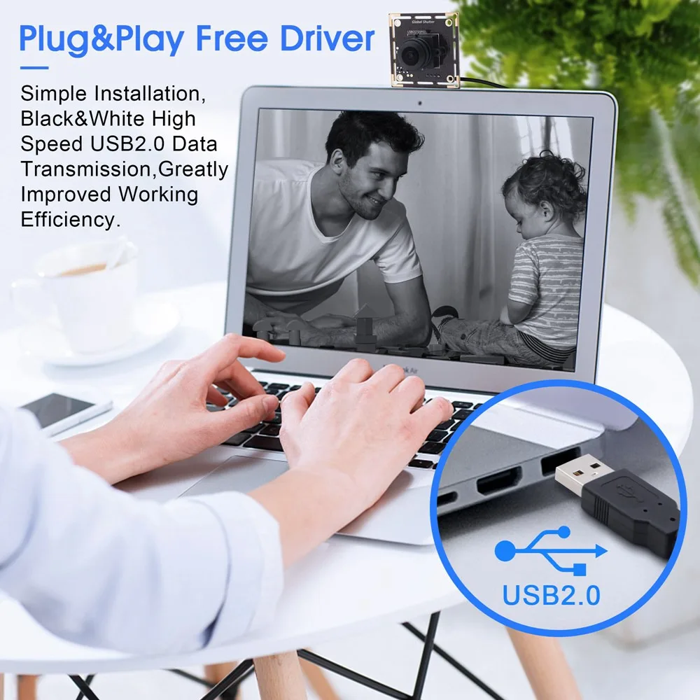 ELP 흑백 USB 플러그 n 비디오 전화 HD Aptina AR0144 MJPEG 60fps 1280*720 Fisheye 글로벌 셔터 USB 카메라