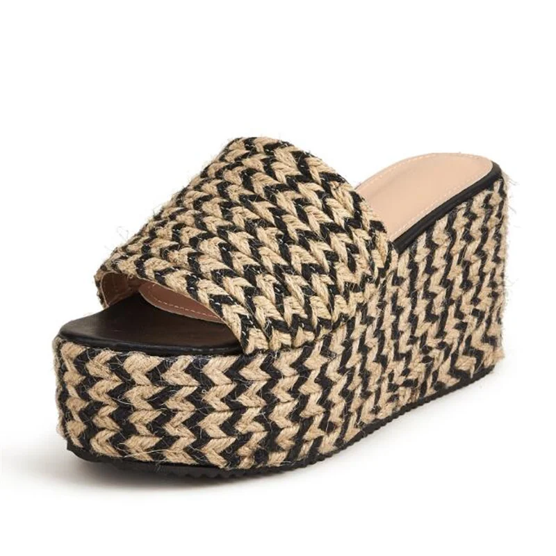 

Summer New Thick-Soled Slippers Women's Hemp Rope Platform Wedge-Heeled Sandals For Women Comfortable Fisherman Shoes