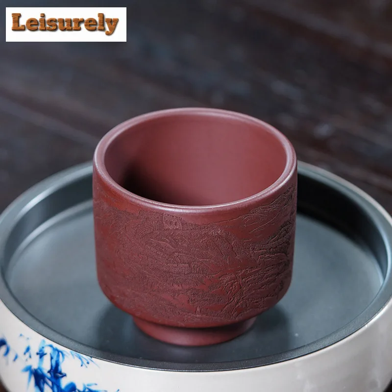 150ml Yixing Zisha The Great Wall Teacup Antique Tea Bowl Tea Cup Set Tea-tasting Personal Cup Chazhan Master Cups Tea Services