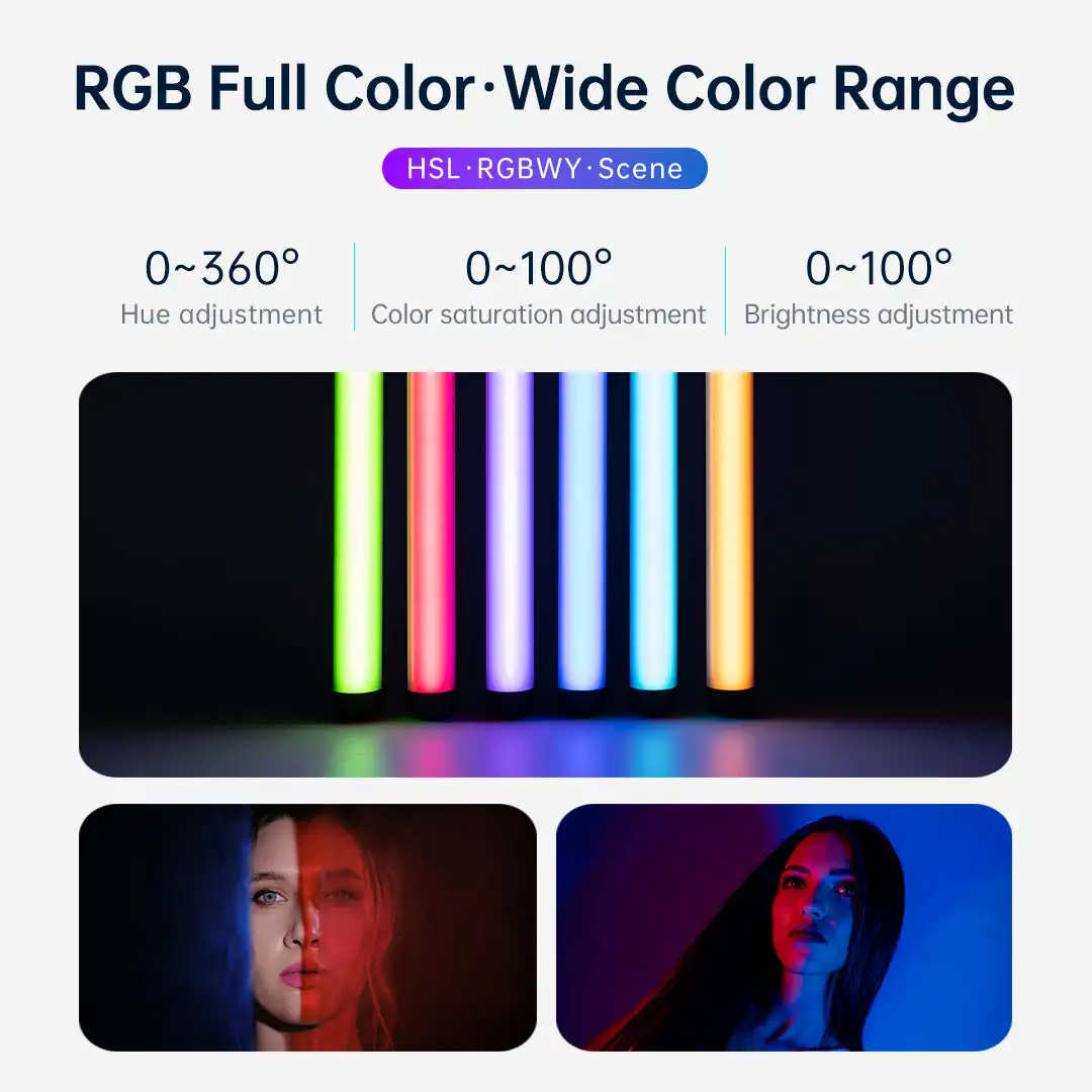 K60 RGB LED Stick Light 20W Handheld Tube Wand Stick 2500K-8500K Photography Lig