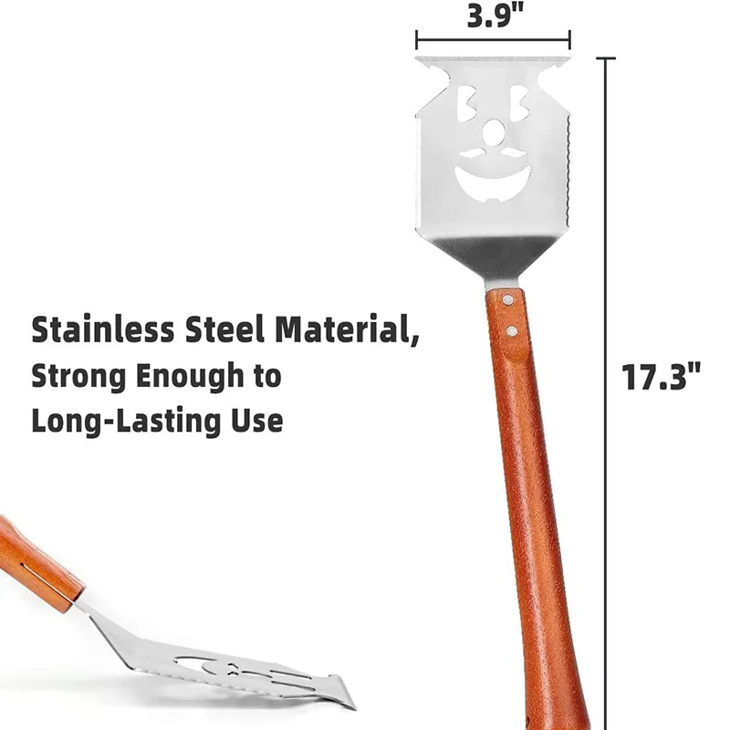 BBQ Grill Accessories for Grill, 5 in 1, Spatula, Tools for Outdoor Grill,44 cm Long, Barbecue Utensils Dad Gifts