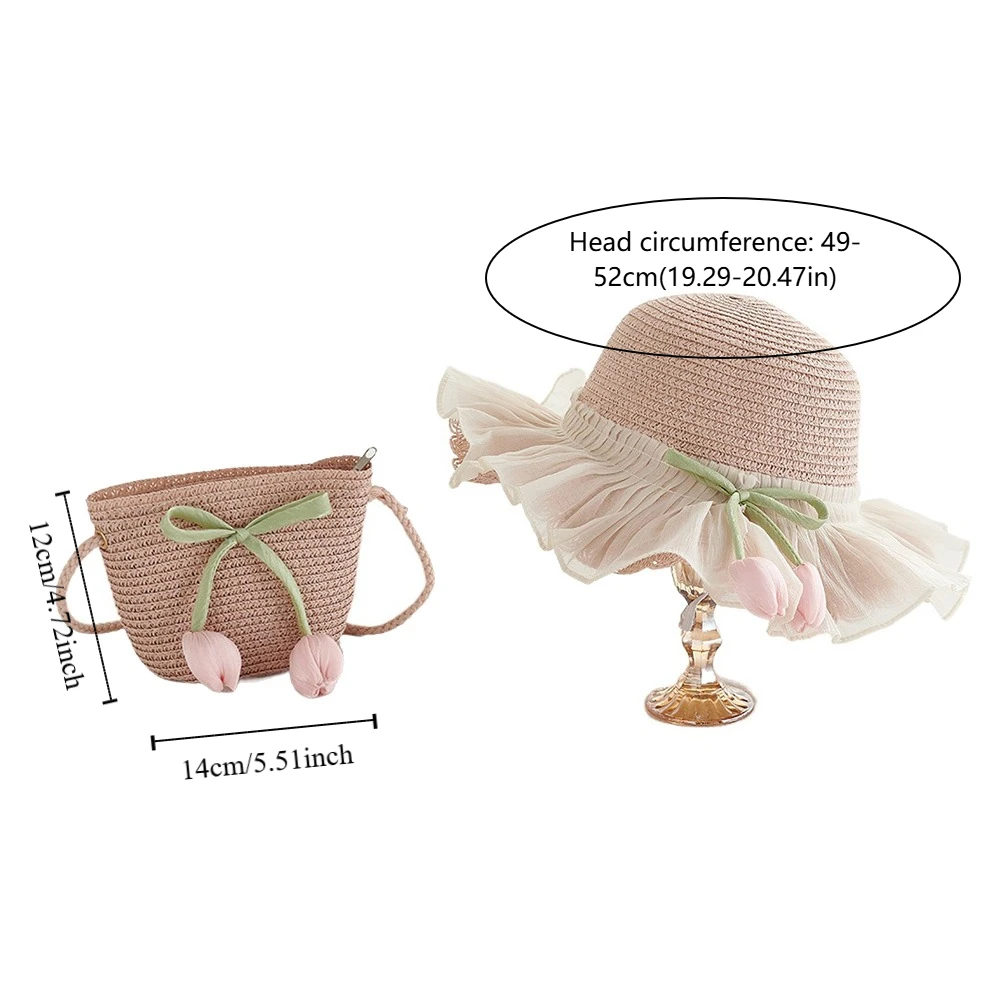 with Same Style Crossbody Bag Tulip Straw Sun Hat Korean Style Anti-UV Sun Hat Girls Bucket Hat Shading Hat Foldable