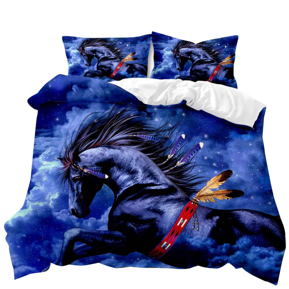 

Horse Duvet Cover Set Horse Running In Starry Sky Print Twin Bedding Set for Adults Animal Queen King Size Polyester Qulit Cover