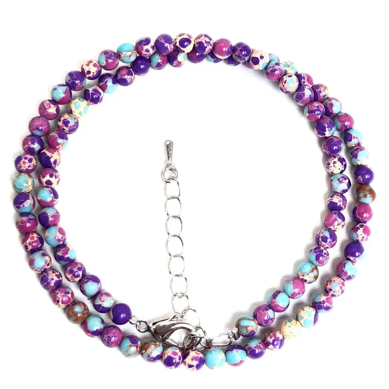 Elegant Multi-Stone Beaded Necklace with Amazonite, Agate, Alabaster, and Lava Stones