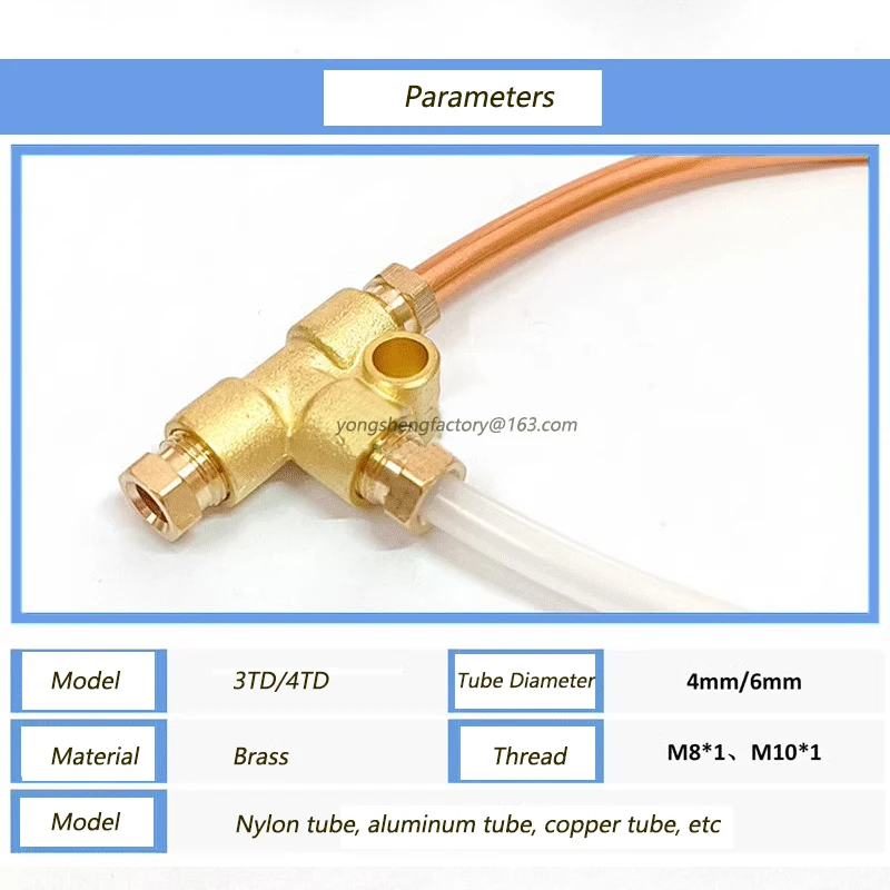 Oil Distributor 3 Way 4 Way Copper Connector Adapter Junction Block Tee Connector 3TD-8-8 4TD-8-8 M8x1 M10x1
