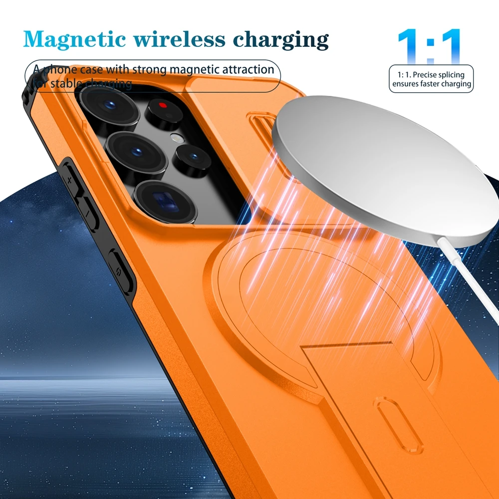 Enhanced Magnetic Armor Stand Case with Wireless Charging Support for Samsung Galaxy S26 Ultra/Plus 5G