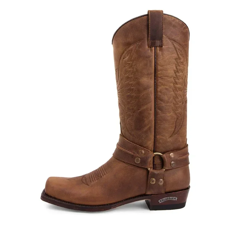 Western Cowboy Men's Boots Black Brown Short Boots for Men Handmade Square Toe Slip-On Size 38-48  Men Boots