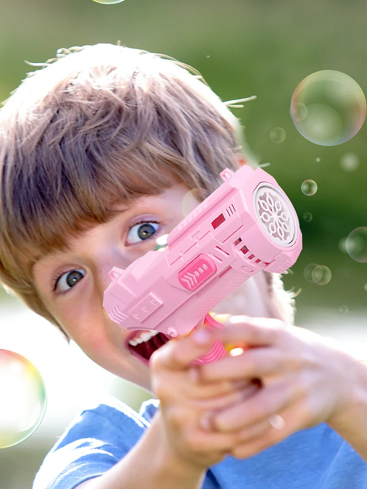 

Bubble Launcher Bubble Blower With Handle Upgraded Musical 8 Holes Bubble Machine With Colorful Lights Bubble Solution For Kids
